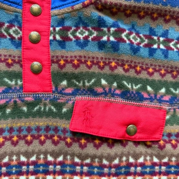 Polo Ralph Lauren Girls Fair Isle Brushed Fleece Pullover - Size M (8-10) - Picture 9 of 16